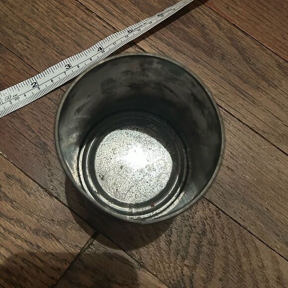 Vintage Pen Holder With Pewter Lion Design Metzke 1974, Gray Cylindrical Can - Picture 7 of 9